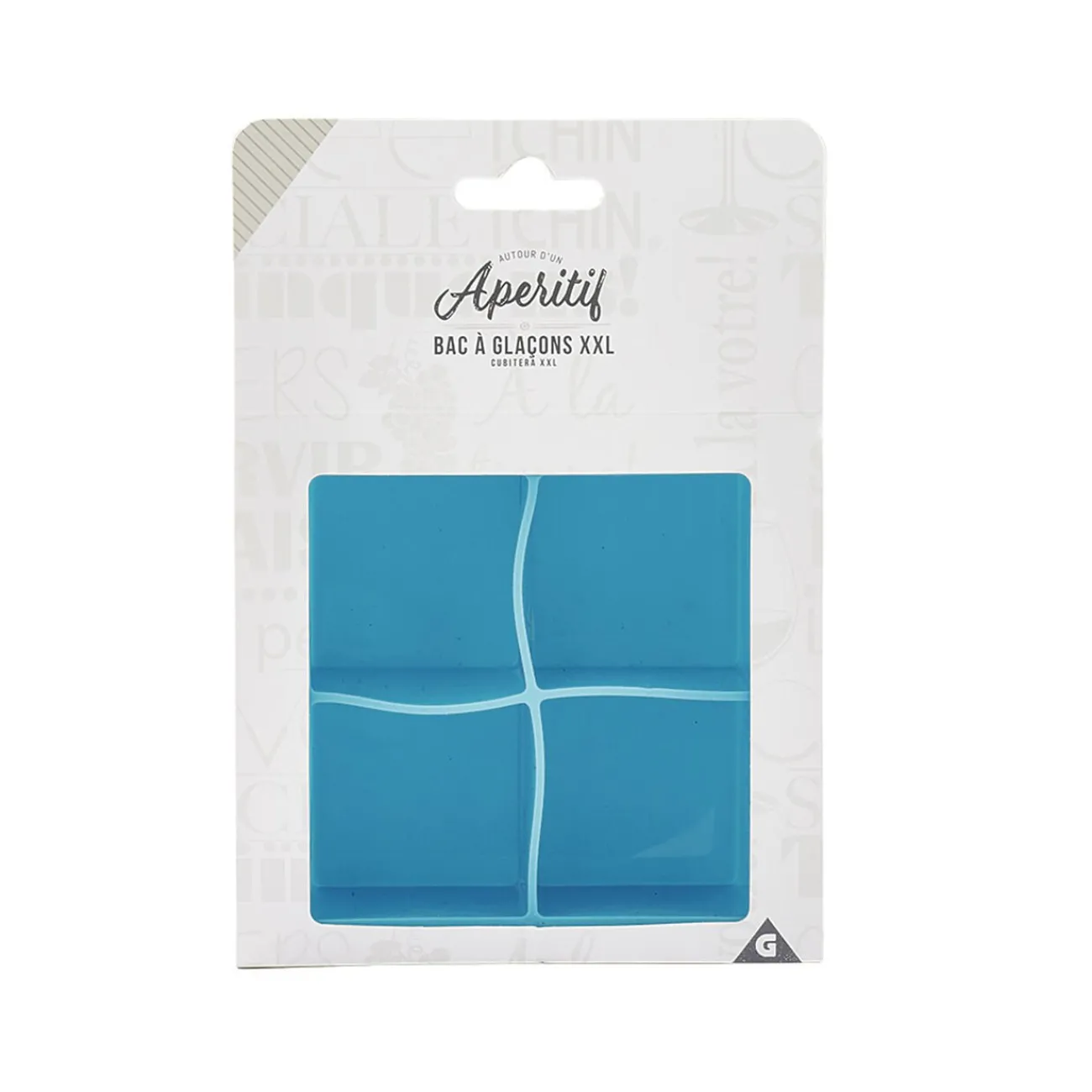 Gifi Bac à glaçons XXL 4 compartiments silicone bleu