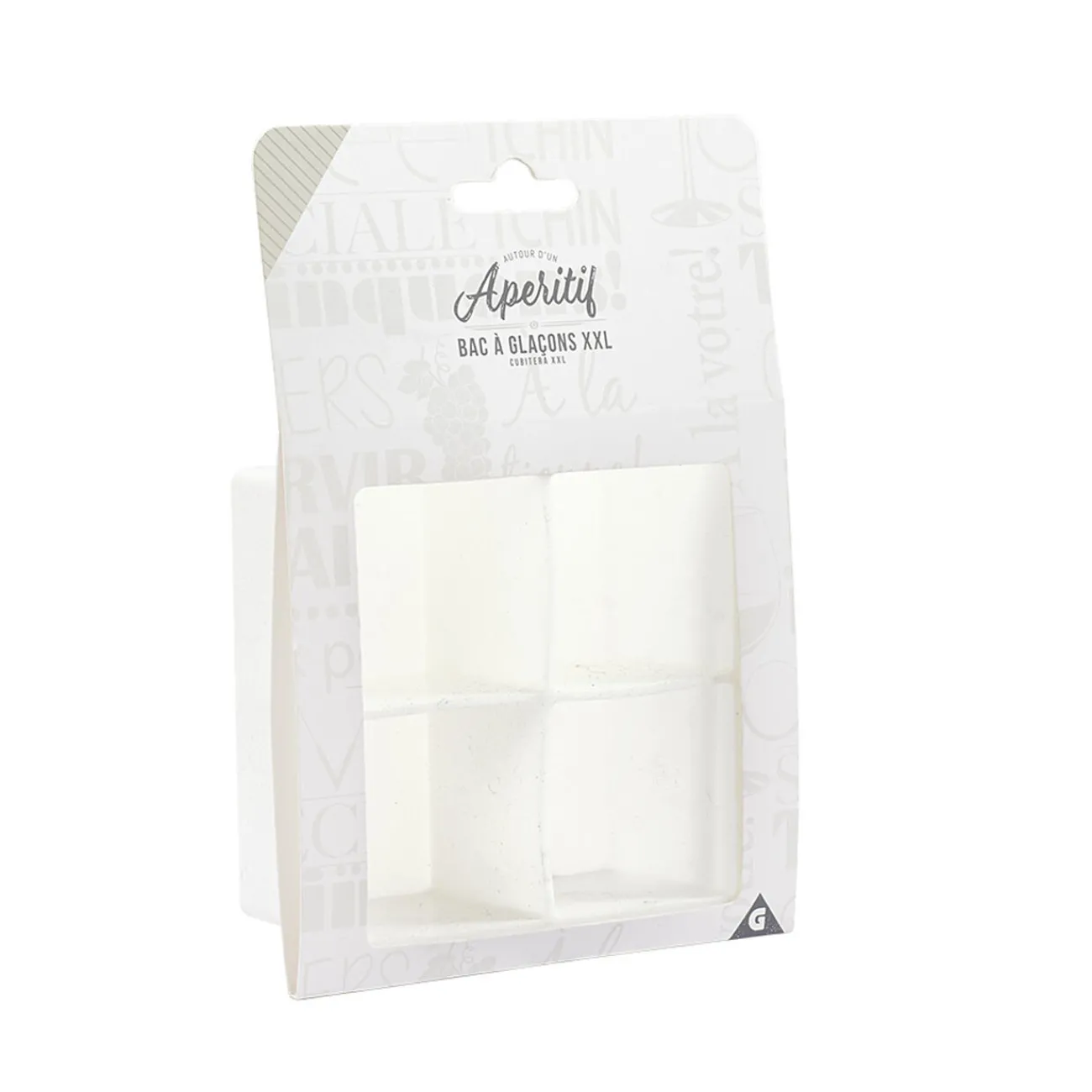 Gifi Bac à glaçons XXL 4 compartiments silicone blanc