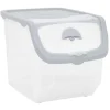 Gifi Rangement|Bac avec couvercle rabattable 12L plastique transparent gris