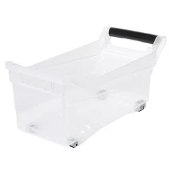 Gifi Rangement|Bac de rangement à roulettes transparent 12L
