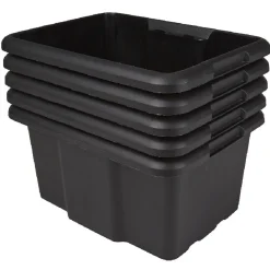 Gifi Rangement|Bac de rangement en plastique 15L uni noir x5