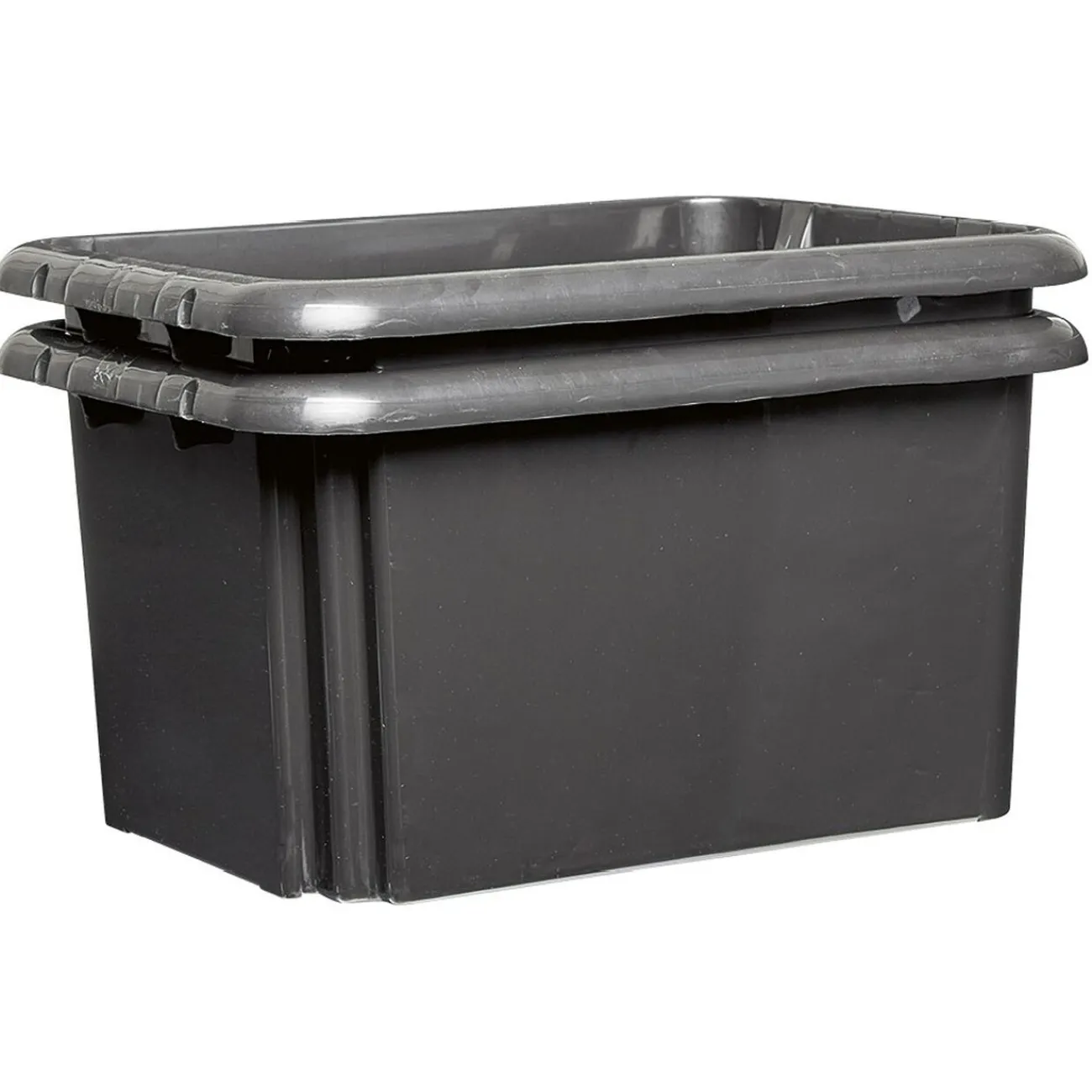 Gifi Rangement|Bac de rangement en plastique noir x2