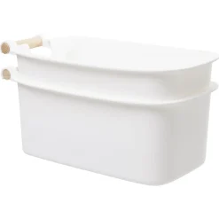 Gifi Rangement|Bac de rangement plastique poignée bois Taille S x2