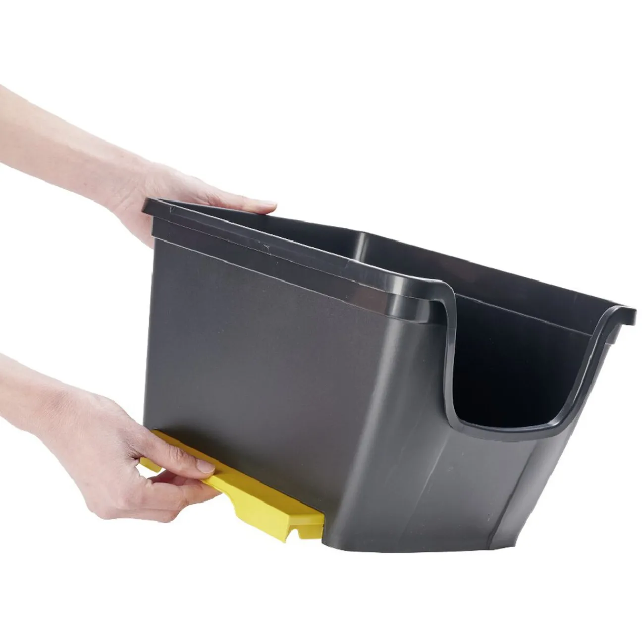 Gifi Rangement|Bac en plastique noir superposable 14 L