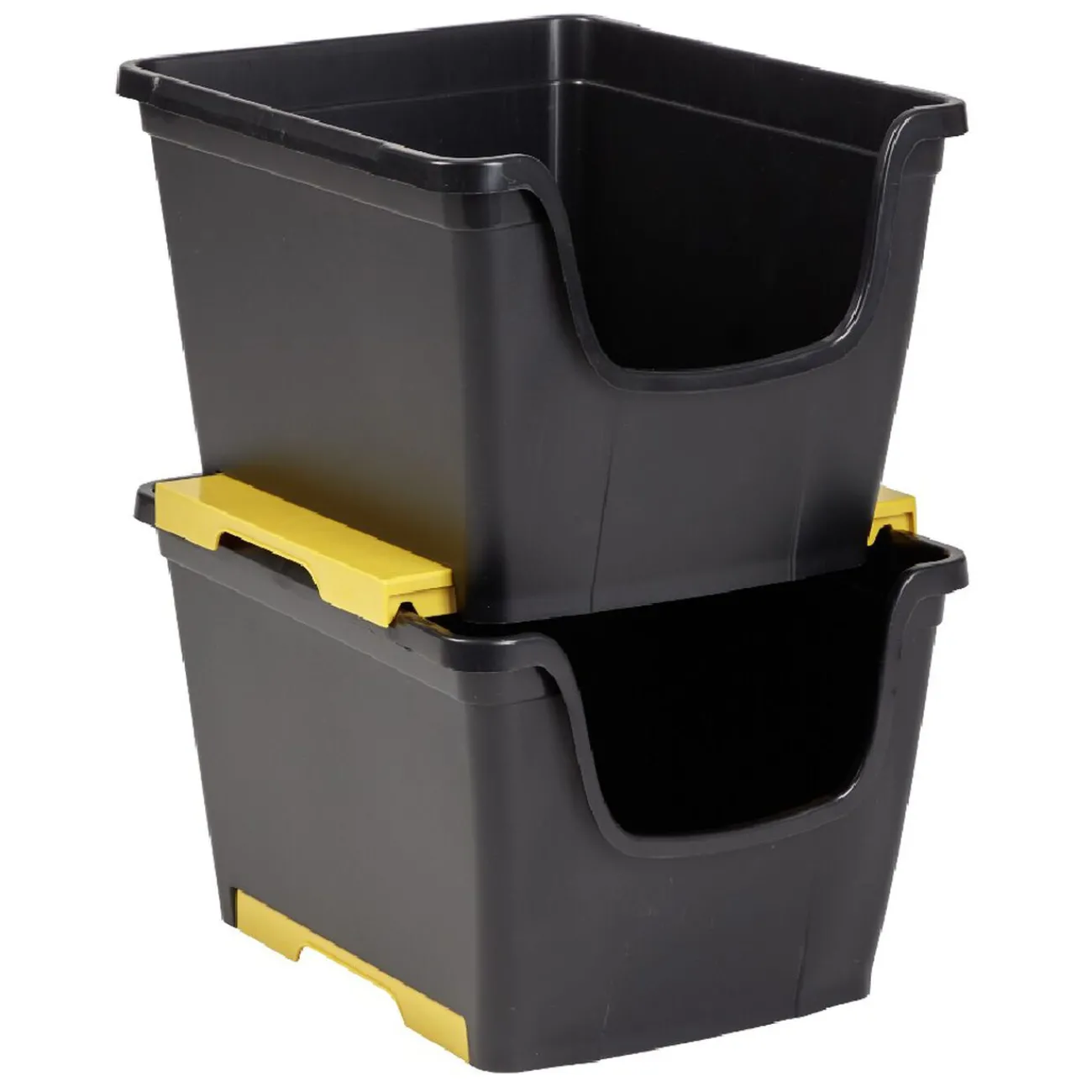 Gifi Rangement|Bac en plastique noir superposable 14 L