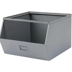 Gifi Rangement|Bac superposable en métal gris - L33 x l28,5 x H20 cm