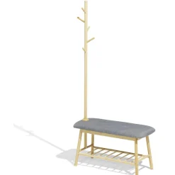 Gifi Rangement|Banc porte manteau Oskar gris 80x34xH165cm