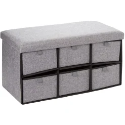 Gifi Rangement|Banc range chaussures en tissu gris