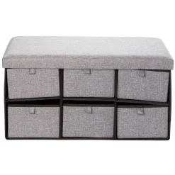 Gifi Rangement|Banc range chaussures en tissu gris