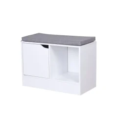 Gifi Rangement|Banc range-chaussures Adam blanc gris 60x30xH44,2 cm