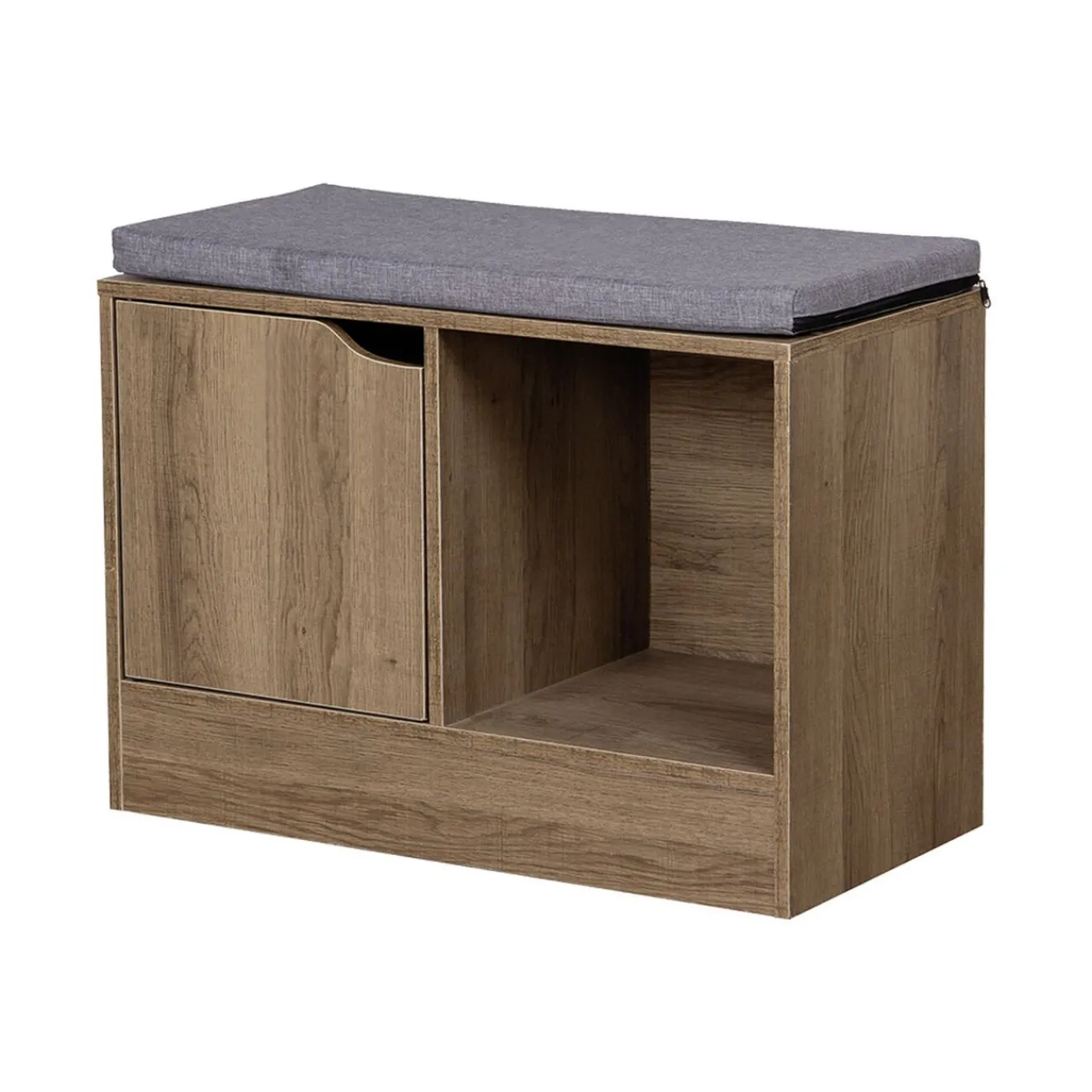 Gifi Rangement|Banc range-chaussures Adam marron gris 60x30xH44,2 cm