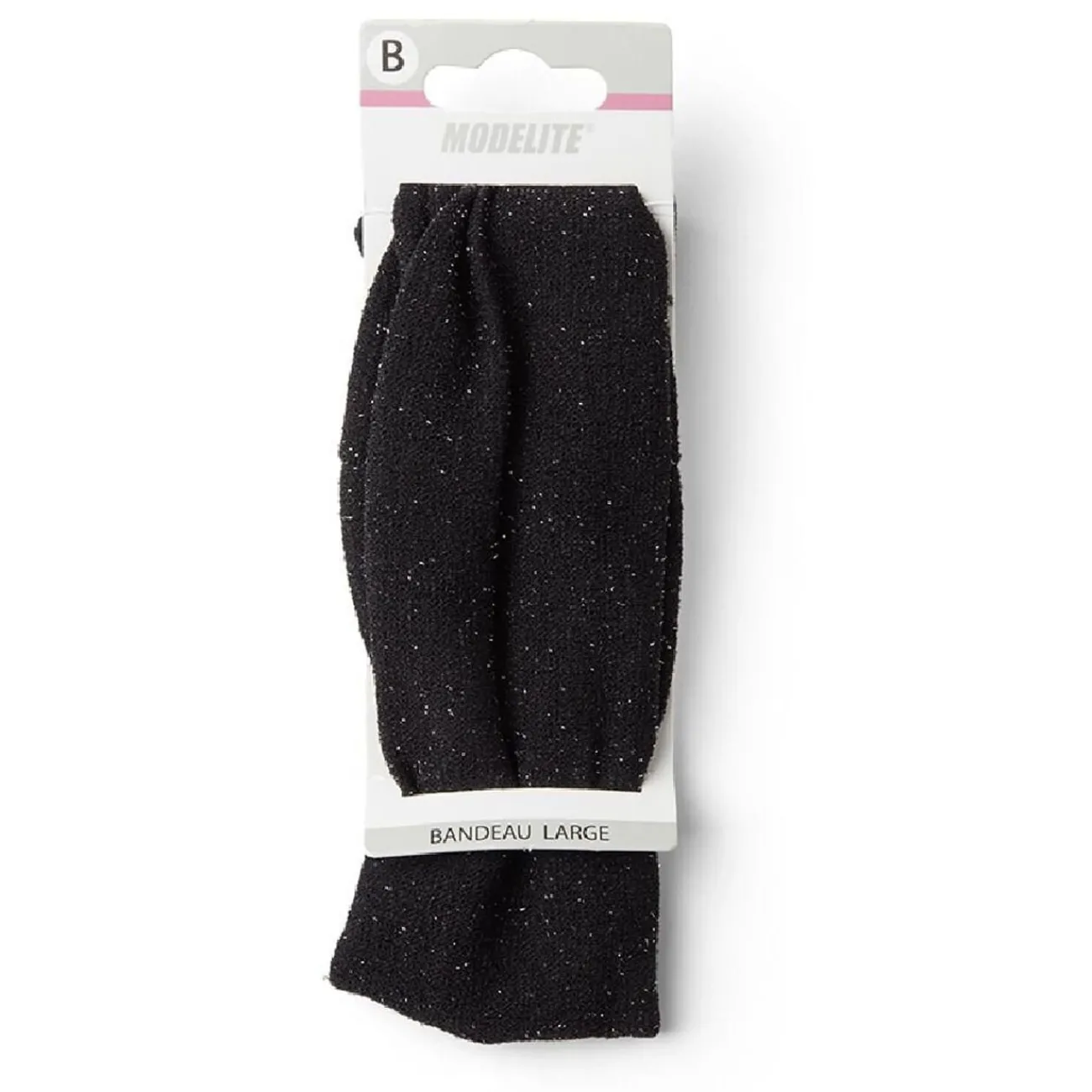 Gifi Beauté^Bandeau à cheveux large en maille polyester noir à paillettes argentées