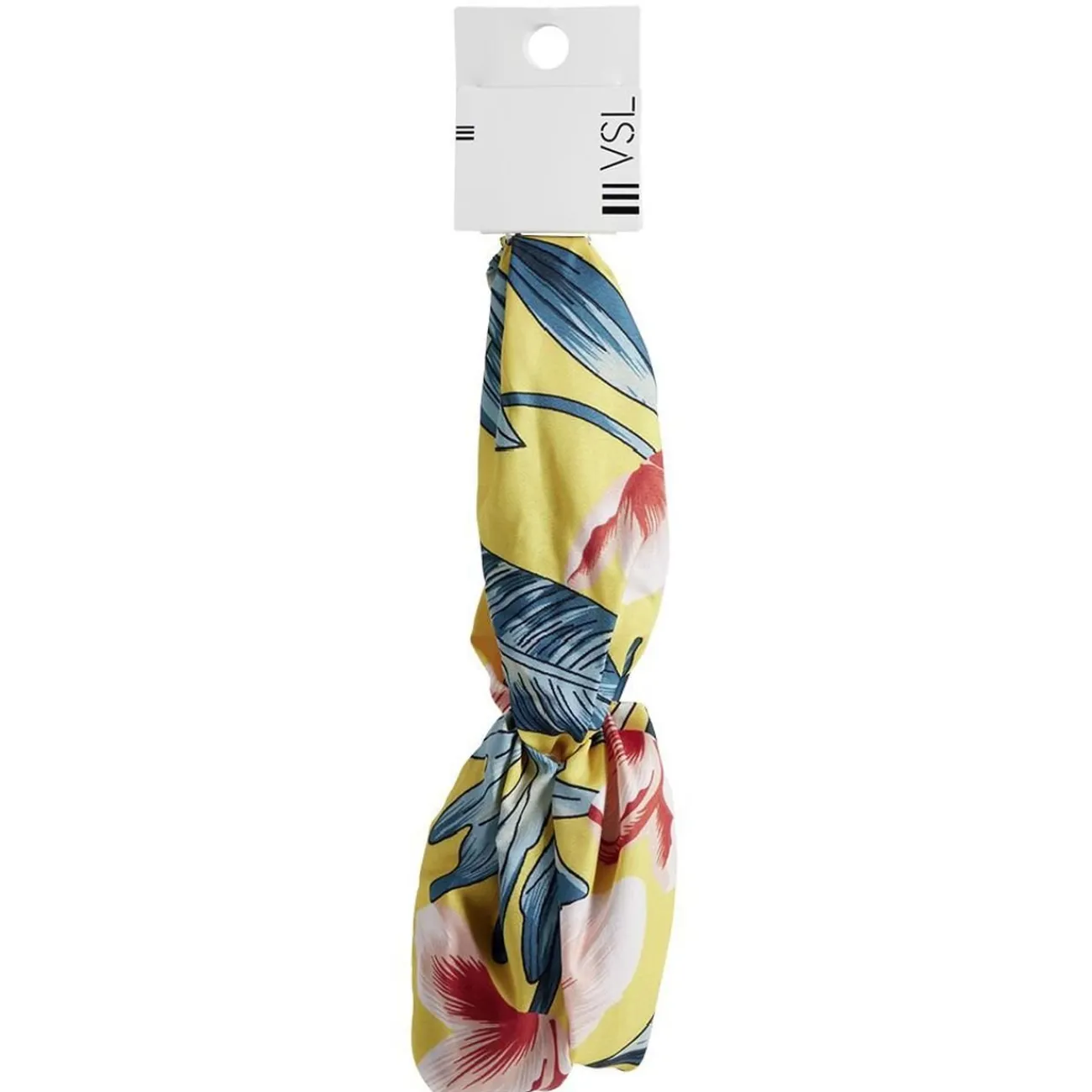 Gifi Beauté^Bandeau torsadé jaune motif tropical vert et corail