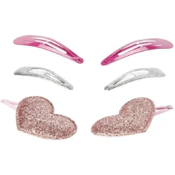 Gifi Beauté^Barrette clic clac coeur et paillettes x6