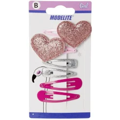 Gifi Beauté^Barrette clic clac coeur et paillettes x6