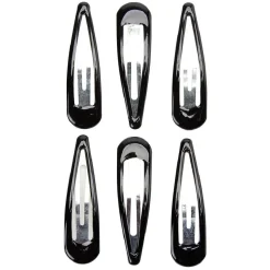 Gifi Beauté^Barrette clic clac métal noir brillant x6