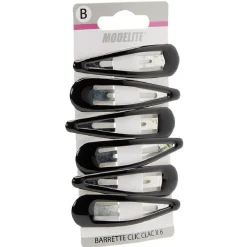 Gifi Beauté^Barrette clic clac métal noir brillant x6