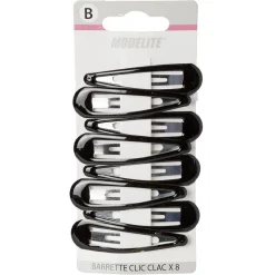 Gifi Beauté^Barrette clic clac métal noir brillant x6