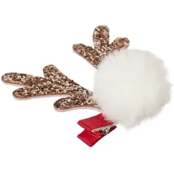 Gifi Beauté^Barrette Noël design renne pompon blanc et doré