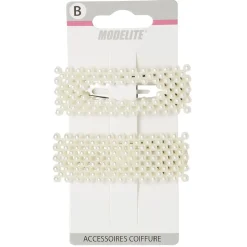 Gifi Beauté^Barrette perles imitation blanc x2