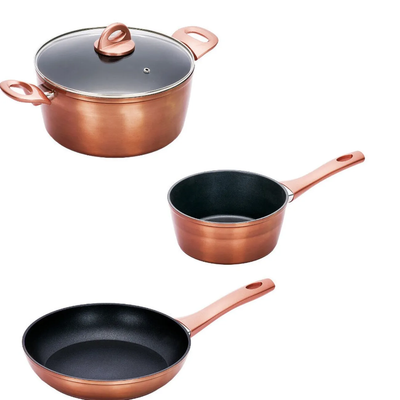 Gifi Batterie de cuisine aluminium forgé 3 pièces tous feux dont induction