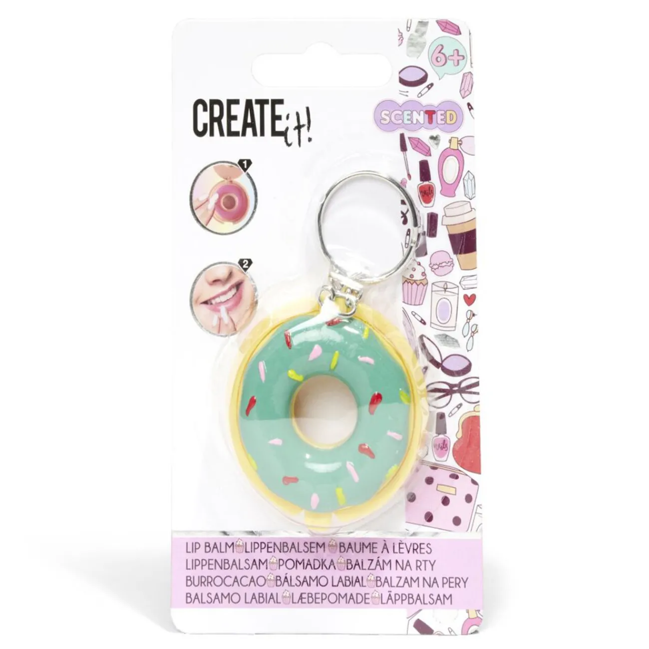 Gifi Beauté^Baume à lèvre enfant Create it! porte-clé donut - 6 modèles