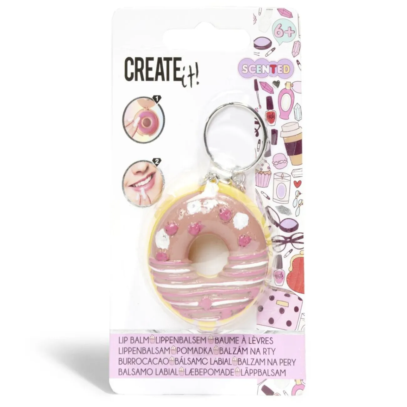 Gifi Beauté^Baume à lèvre enfant Create it! porte-clé donut - 6 modèles