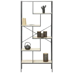 Gifi Rangement|Bibliothèque Etagère sur pied design industriel naturel et noir - Andy