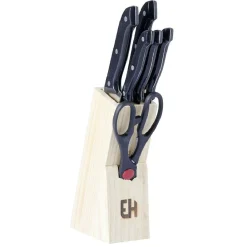 Gifi Bloc en bois 5 couteaux de cuisine et ciseaux