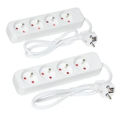 Gifi Accessoires Électriques^Bloc multiprise blanc 4 prises x2