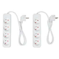 Gifi Accessoires Électriques^Bloc multiprise blanc 4 prises x2