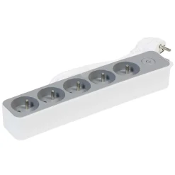Gifi Accessoires Électriques^Bloc multiprise interrupteur et protection enfant blanc et gris x5
