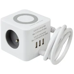 Gifi Accessoires Électriques^Bloc multiprise standard usb chargeur à induction carré blanc