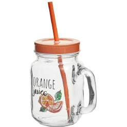 Gifi Bocal à anse avec paille décor orange