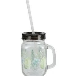 Gifi Bocal à anse avec paille motif exotique