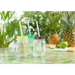 Gifi Bocal à anse avec paille motif exotique