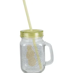 Gifi Bocal à anse avec paille motif exotique