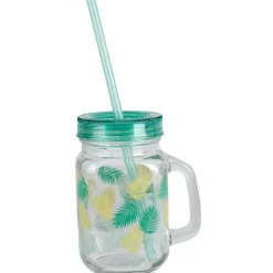 Gifi Bocal à anse avec paille motif exotique