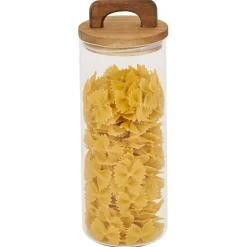 Gifi Bocal de conservation 1,1L en verre avec couvercle en bois Ø9,5xH20cm