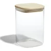 Gifi Bocal de conservation 1L en verre avec couvercle en bois