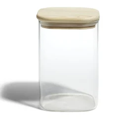 Gifi Bocal de conservation 1L en verre avec couvercle en bois