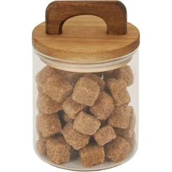 Gifi Bocal de conservation 500ml en verre avec couvercle en bois Ø9,5xH10cm