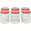 Gifi Bocal en verre transparent avec couvercle rouge 300 ml x6