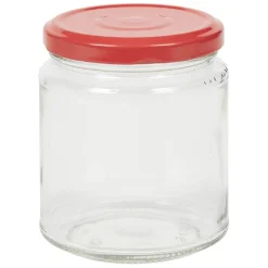 Gifi Bocal en verre transparent avec couvercle rouge 300 ml x6