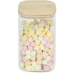 Gifi Bocal en verre transparent 1L avec couvercle et cuillère en bambou