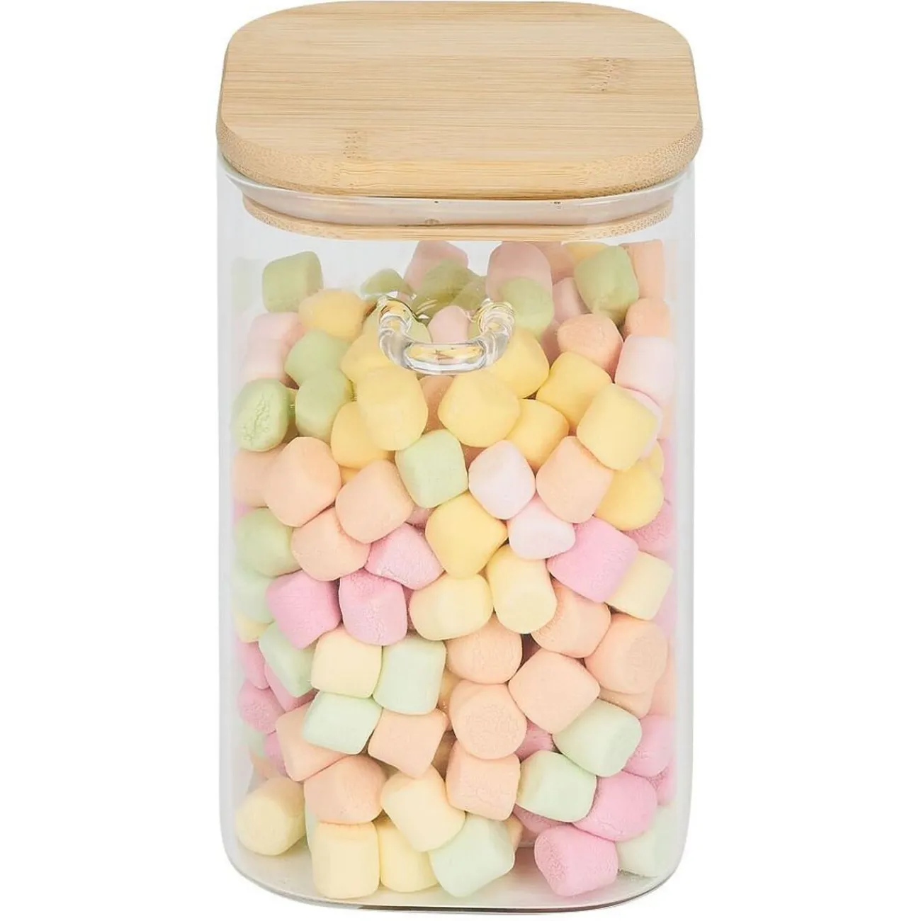 Gifi Bocal en verre transparent 1L avec couvercle et cuillère en bambou