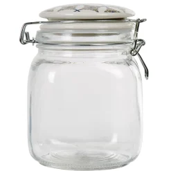 Gifi Bocal hermétique carré en verre couvercle motif ciment 1 L