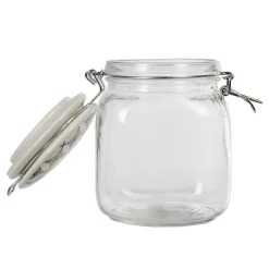 Gifi Bocal hermétique carré en verre couvercle motif ciment 1 L