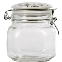 Gifi Bocal hermétique carré en verre couvercle motif ciment 750ml