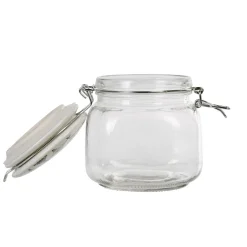 Gifi Bocal hermétique carré en verre couvercle motif ciment 750ml